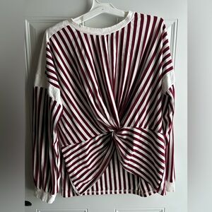 Striped Knot-Back Women Top - Red and White Umgee brand